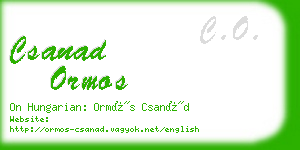 csanad ormos business card